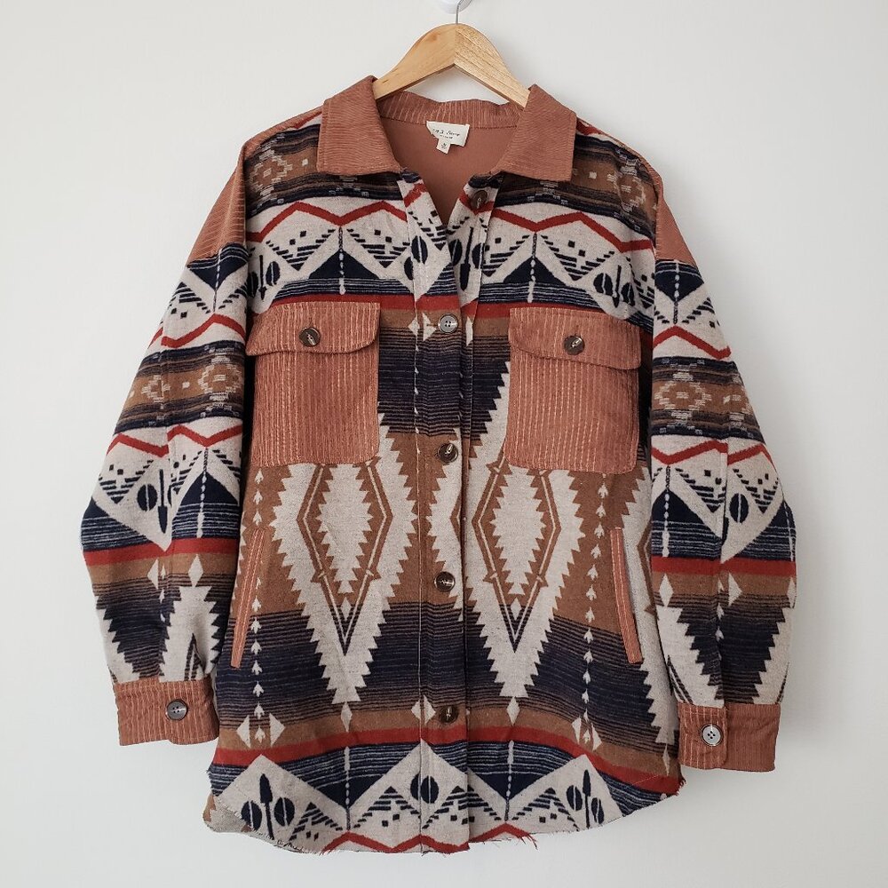 143 Story by Line Up M Western / Aztec Style Oversized Shirt Jacket Medium